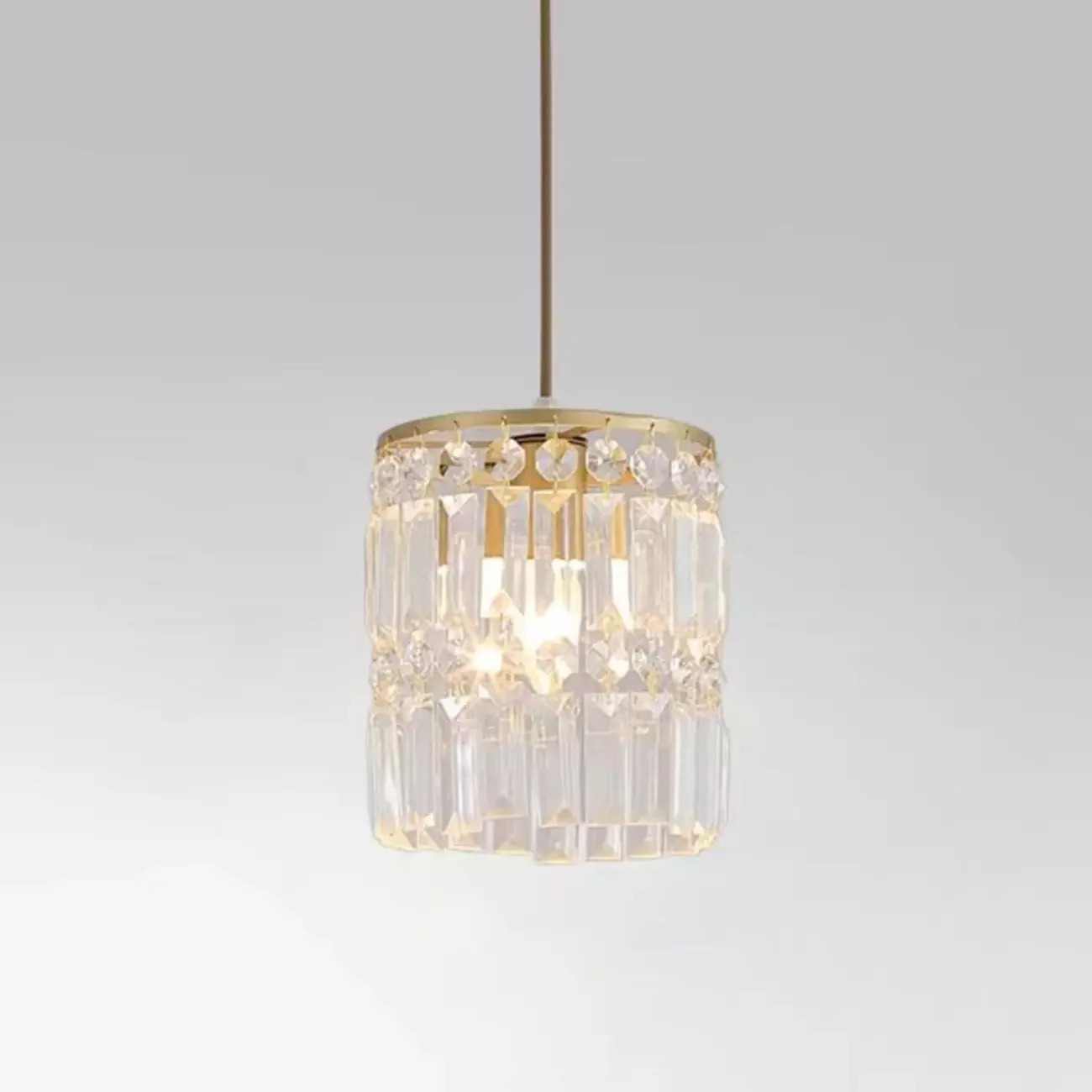 Kitchen Island Modern Crystal Cylinder Pendant Light