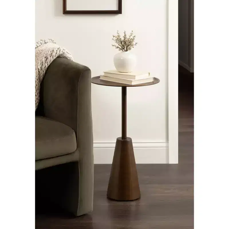 Round Side Table, 14x14x24, Gold