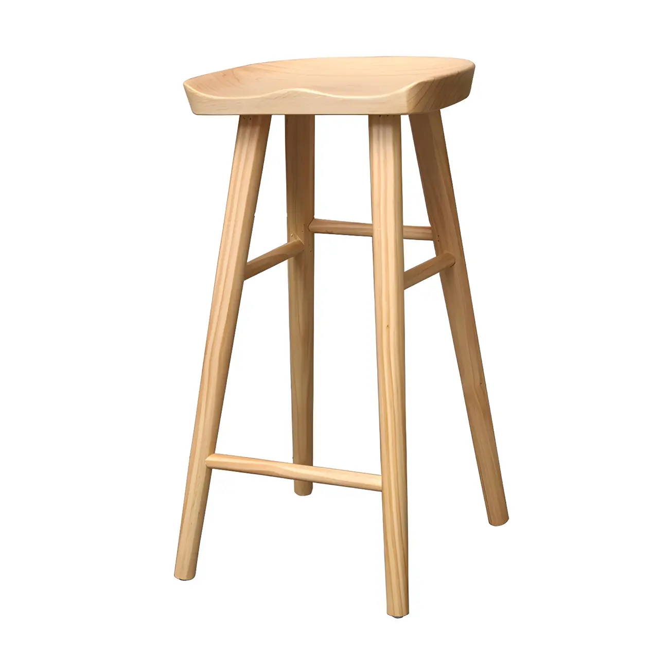 Counter Height Backless Wooden Industrial Bar Stools
