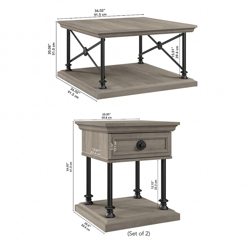 Coliseum Square Coffee Table with End Tables by Bush Furniture