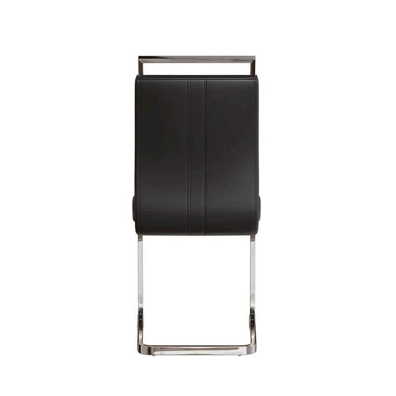 Modern 5-Piece Dining Set with Rectangular Glass Table & High Back Silver-Plated Legs Dining Armless Chairs