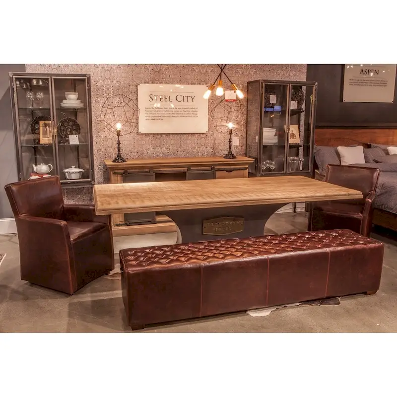 Copper Grove Pravets 78-inch Leather Bench with Diamond Stitch Detailing