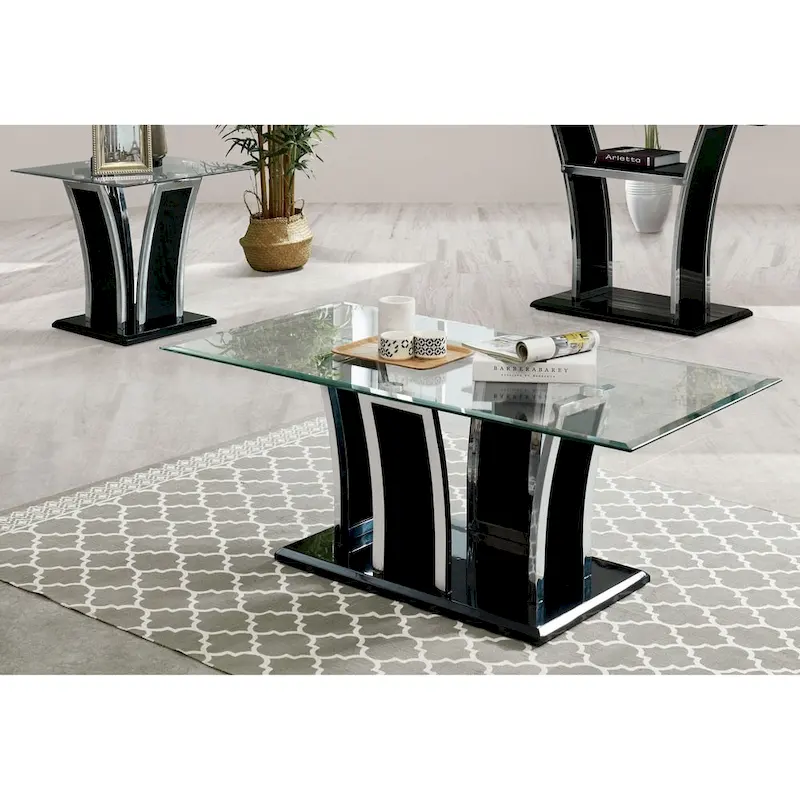 del Rio Modern Glass Top 2-Piece Accent Table Set by Furniture of America