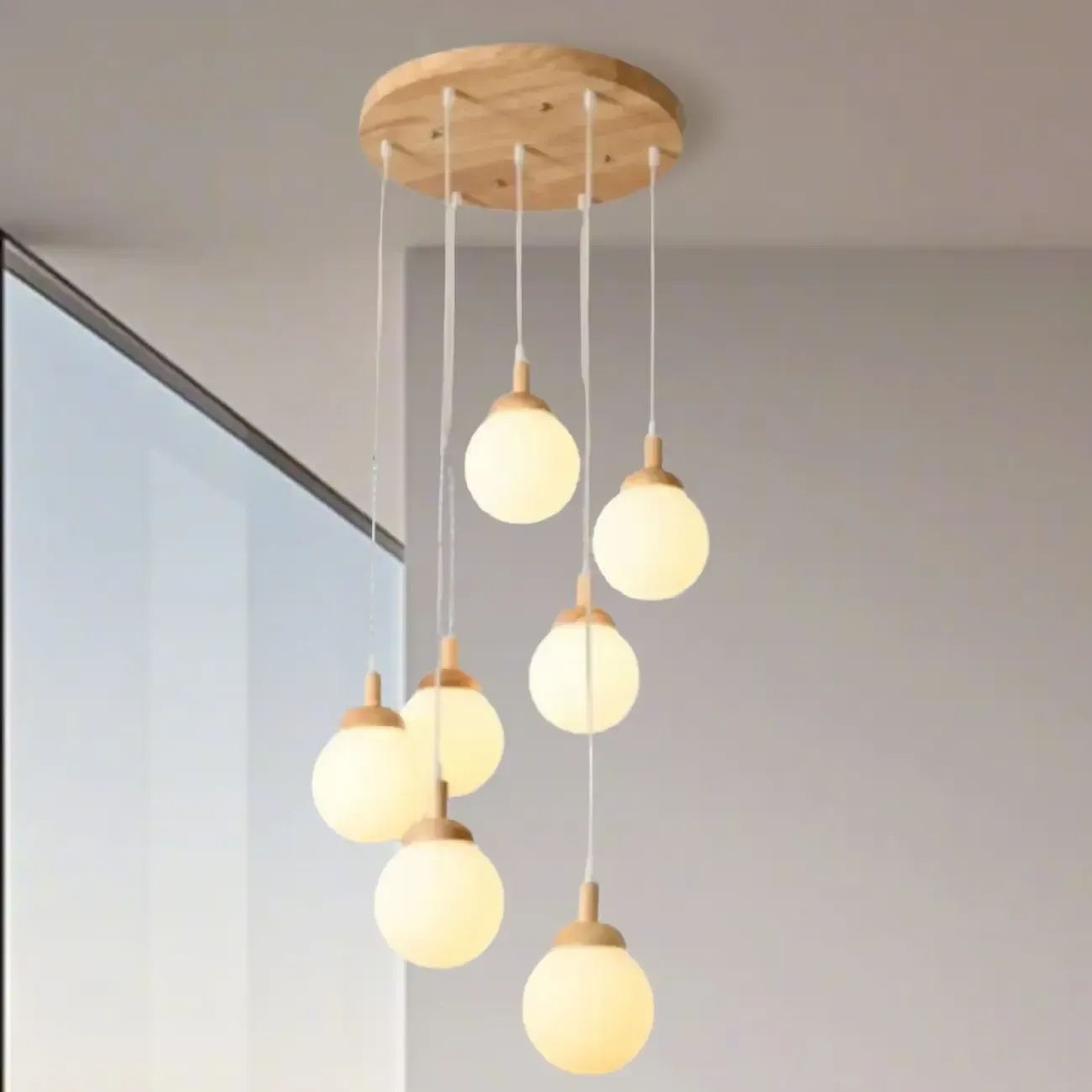 Milk Glass Cluster Pendant Light With Adjustable Length