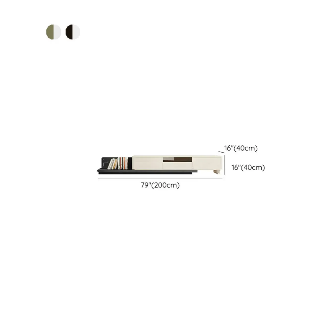 79 Green-White Wood Rectangle Cabinet TV Stand with Drawers