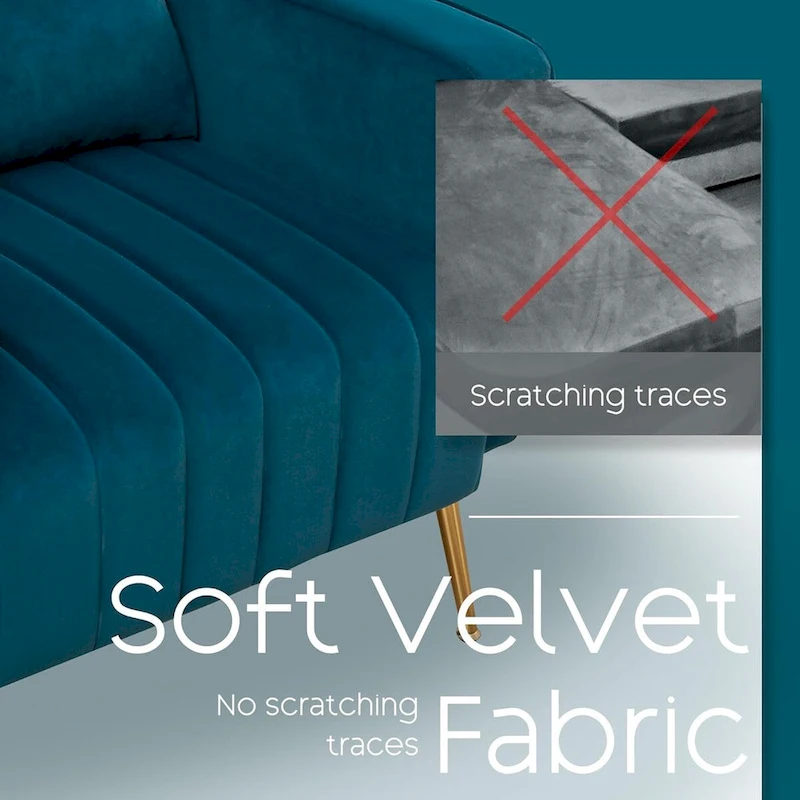 HOMYKA Accent Chair Upholstered Velvet Wingback Armchair with Pillows