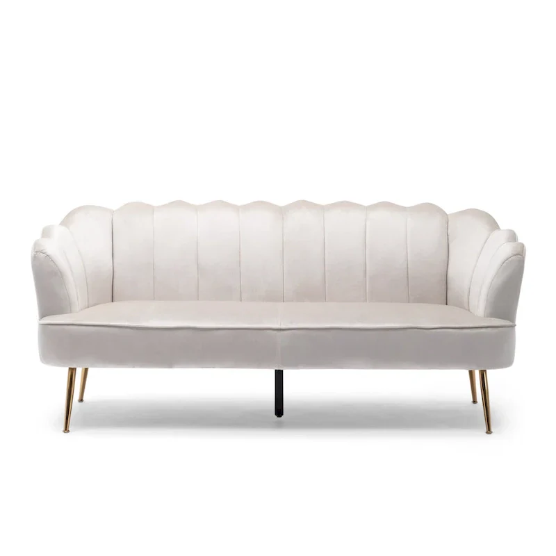 Reitz Glam Velvet Shell 3 Seater Sofa by Christopher Knight Home - 76.25 L x 29.25 W x 33.50 H