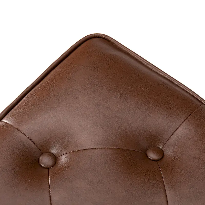 Glitzhome Set of 2 22W Leatherette Button-tufted Foot Stools Ottomans
