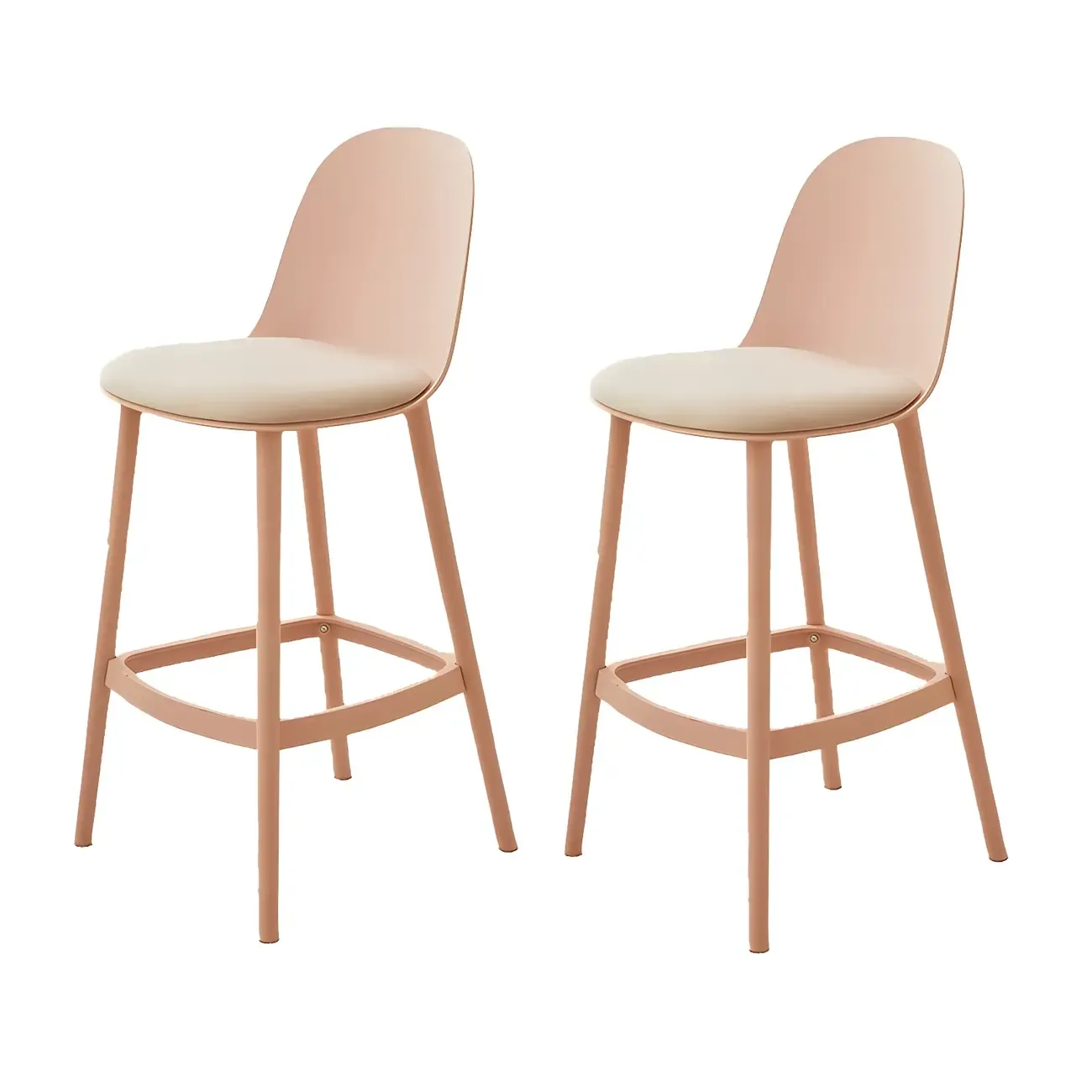 Modern Plastic Upholstered Bar Stool with Footrest
