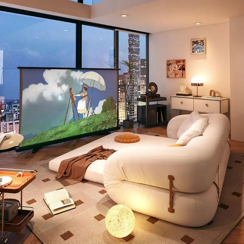 JASIWAY Modern Convertible Sleeper Sofa Chair Bed, White