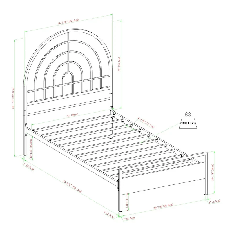 Walker Edison Modern Metal Arch Twin Bed Frame