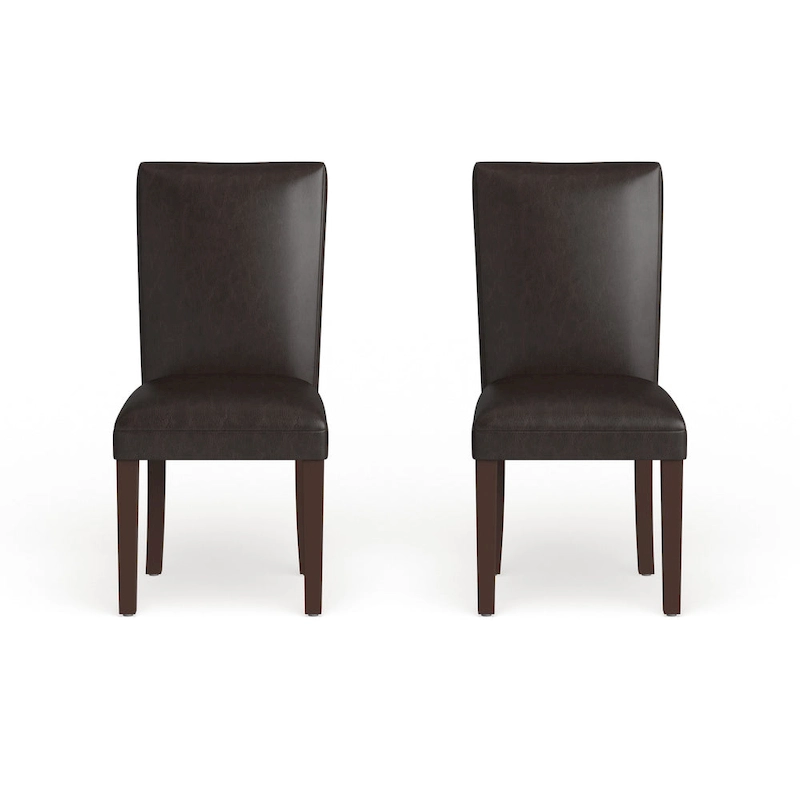 Homepop Parsons Dining Chair - Brown Faux Leather - set of 2