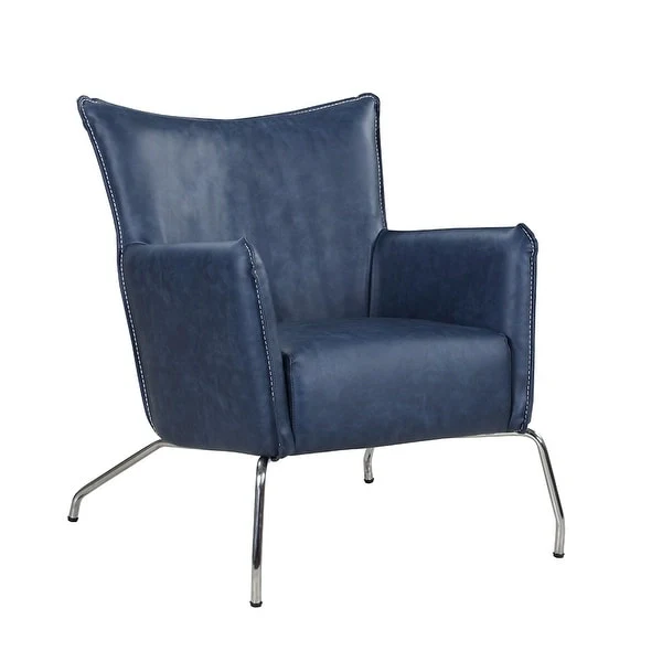 Somette Blue Accent Chair with Steel Frame