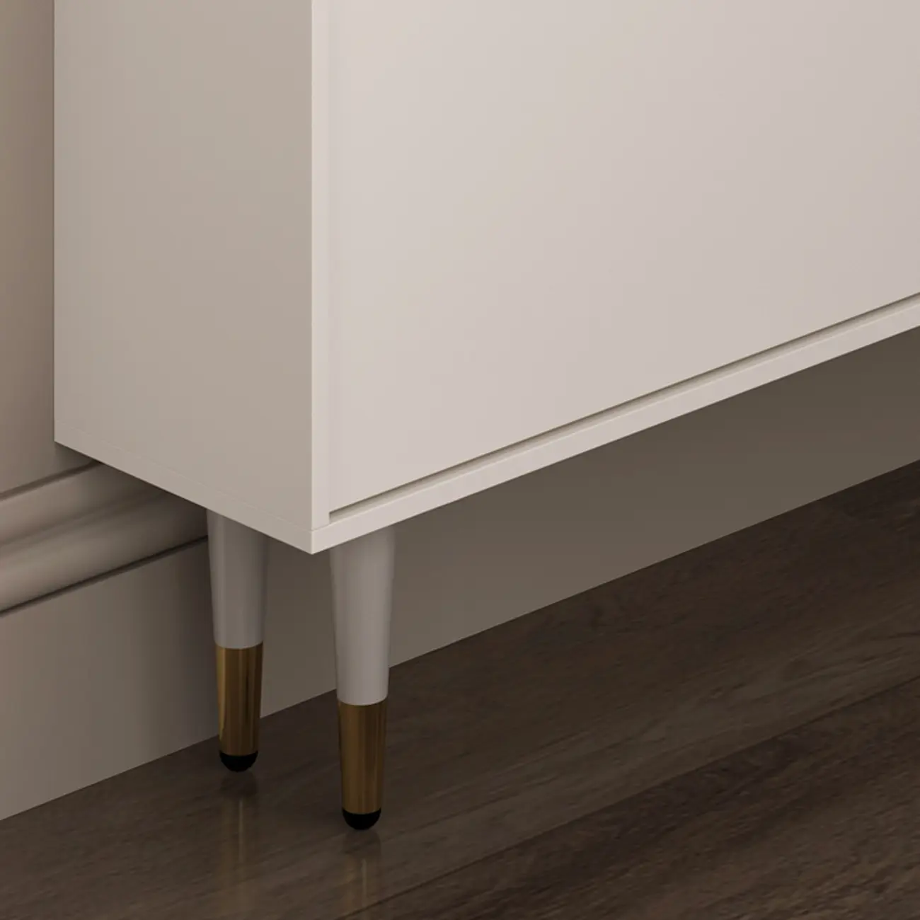 Modern White Wood Entryway Drop-Front Shoe Cabinet