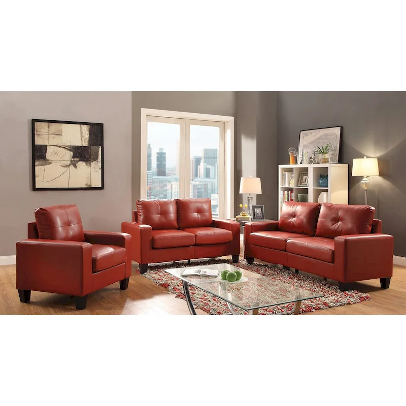 71 in. W Track Arm Faux Leather 3-Seat Sofa