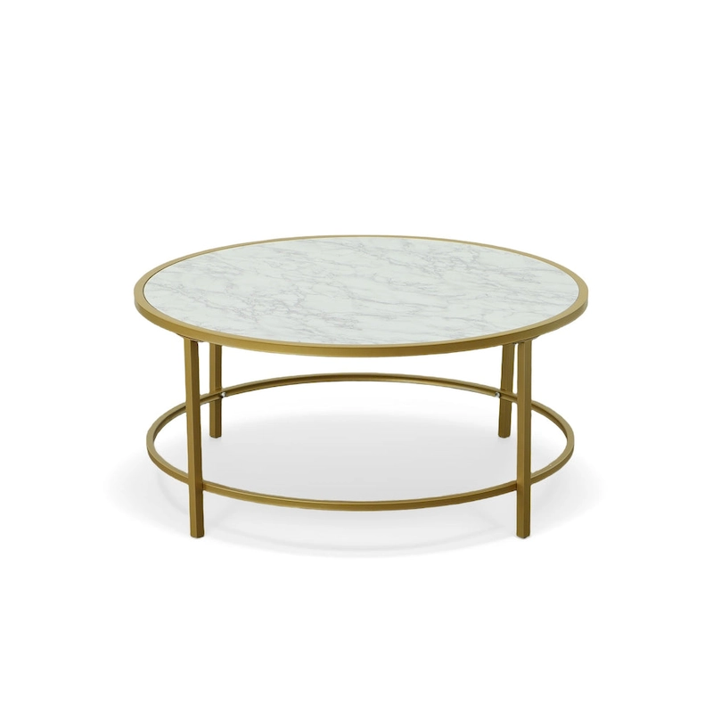 Carolina Living Verazano Faux Marble Top 36 Round Coffee Table - Gold
