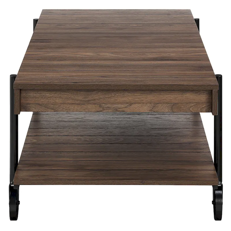 Farmhouse Steel 2-Piece Coffee Table Set with Shelf