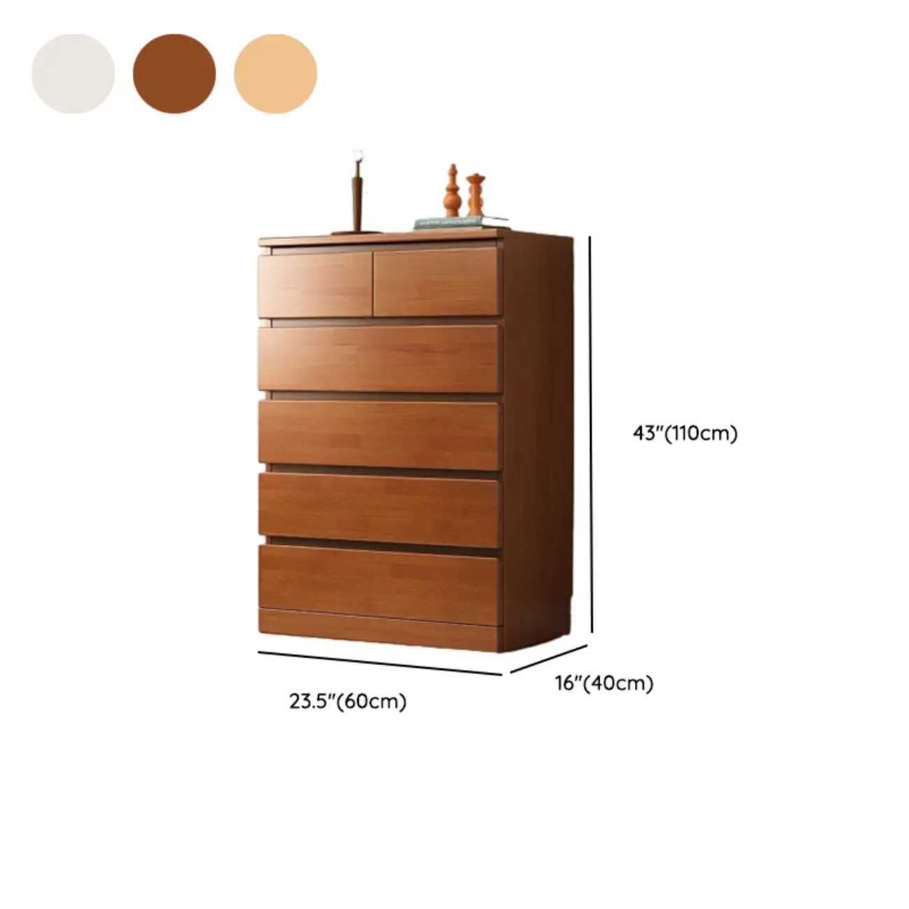 Modern Natural Wood Gloss Surface Dresser with 8-Drawers