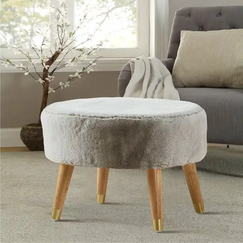 Serenta Heavy FauxFur Oval Ottoman