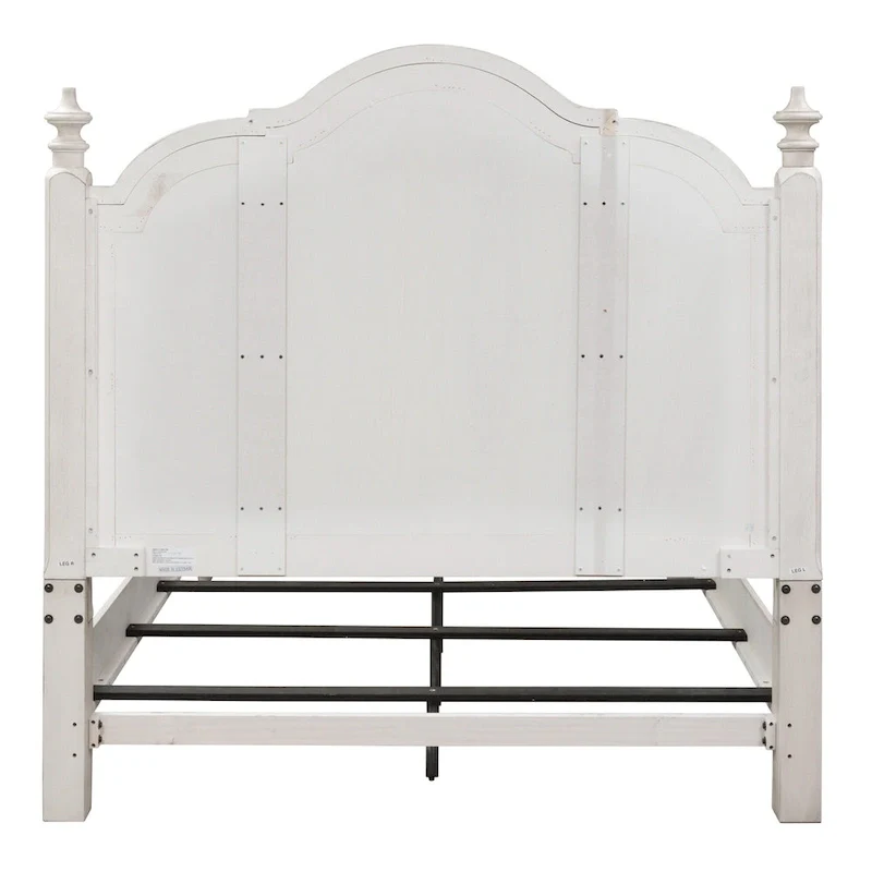 Farmhouse Reimagined Antique White with Chestnut Queen Poster Bed
