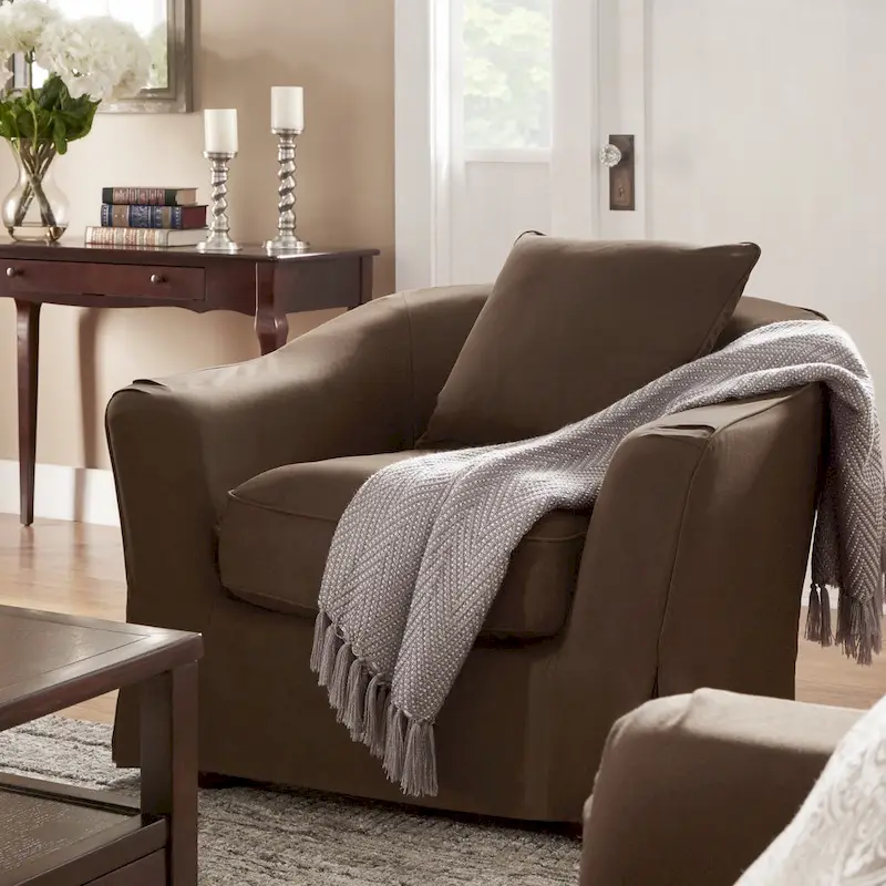 Ellyson Flared English Arm Slipcovered Feather Down Chair by iNSPIRE Q Classic