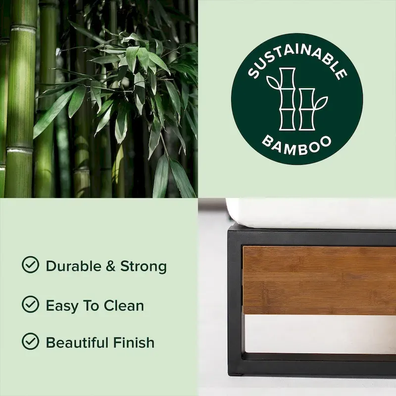 14-Inch Metal and Bamboo Platform Bed Frame, Brown Eco-Friendly Bed Base No Box Spring Needed