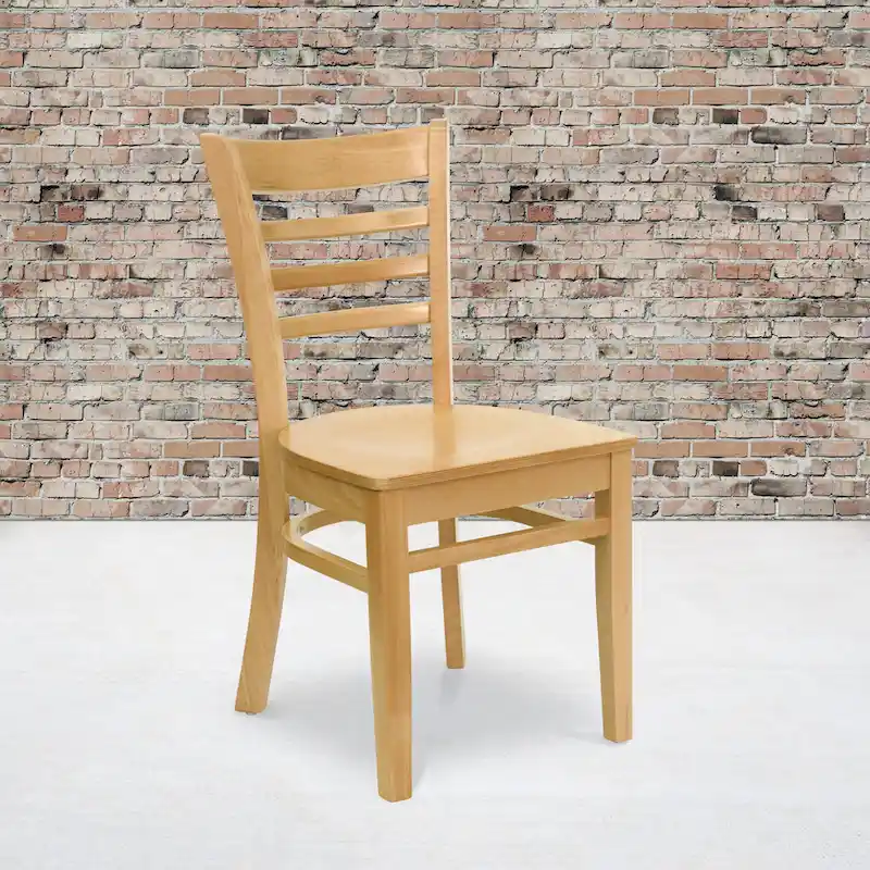 Wooden Slat Back Restaurant Chair (Set of 2)