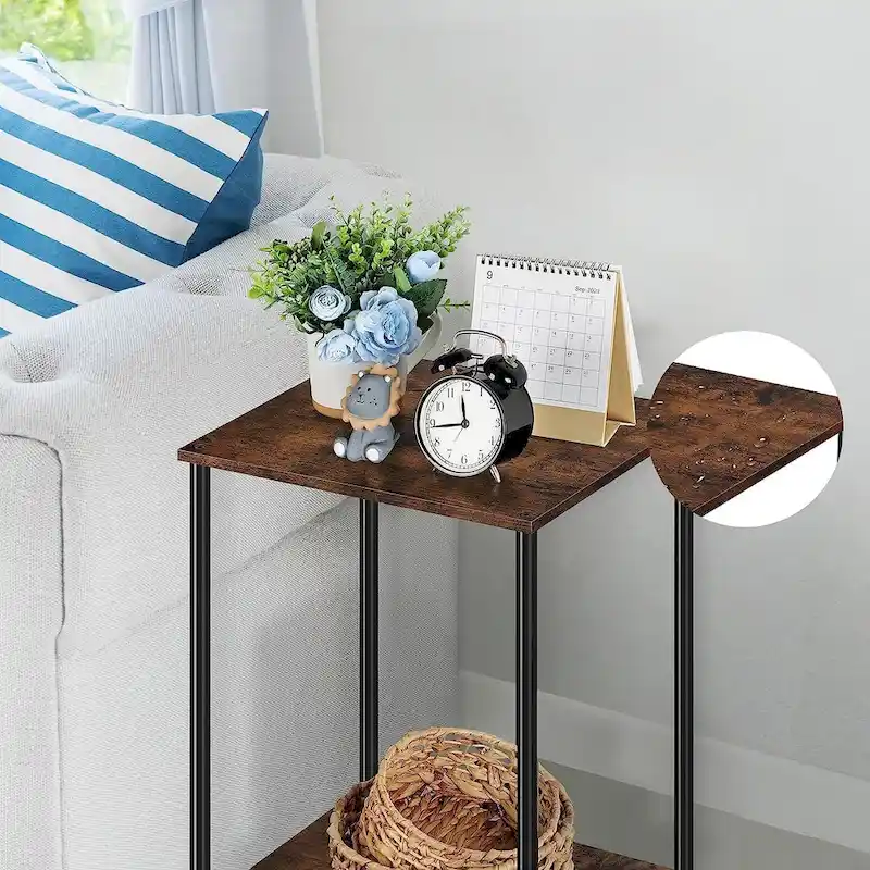2-Tier Side Table with Wheels