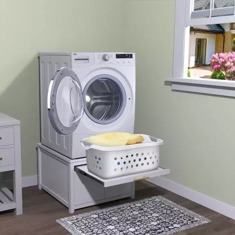 Black / White Heavy-Duty Metal Washer & Dryer Pedestal Stand – Single Unit, Anti-Vibration