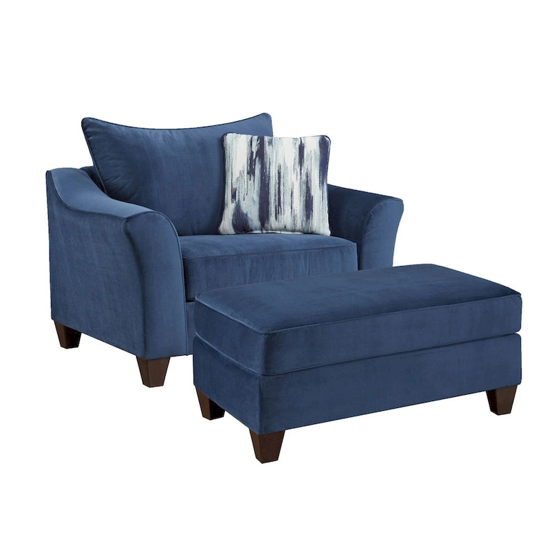 Roundhill Furniture Camero Fabric Pillowback 4-Piece Sofa Set in Navy Blue