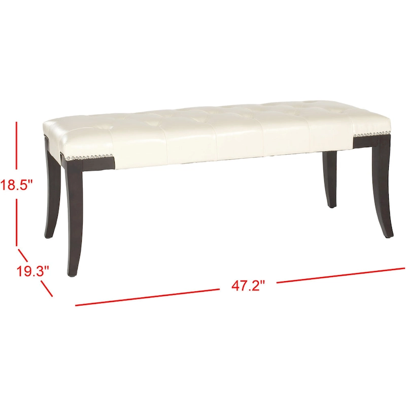 SAFAVIEH Leia Cream Tufted Nailhead Bench - 48Wx20Dx19H