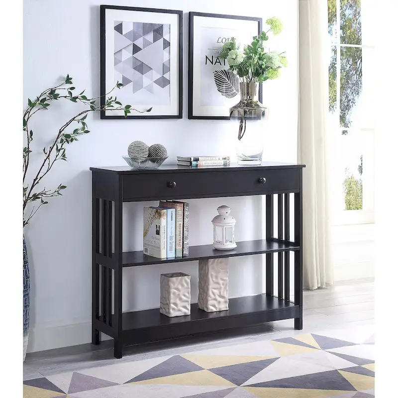 Convenience Concepts Mission 1 Drawer Console Table with Shelves