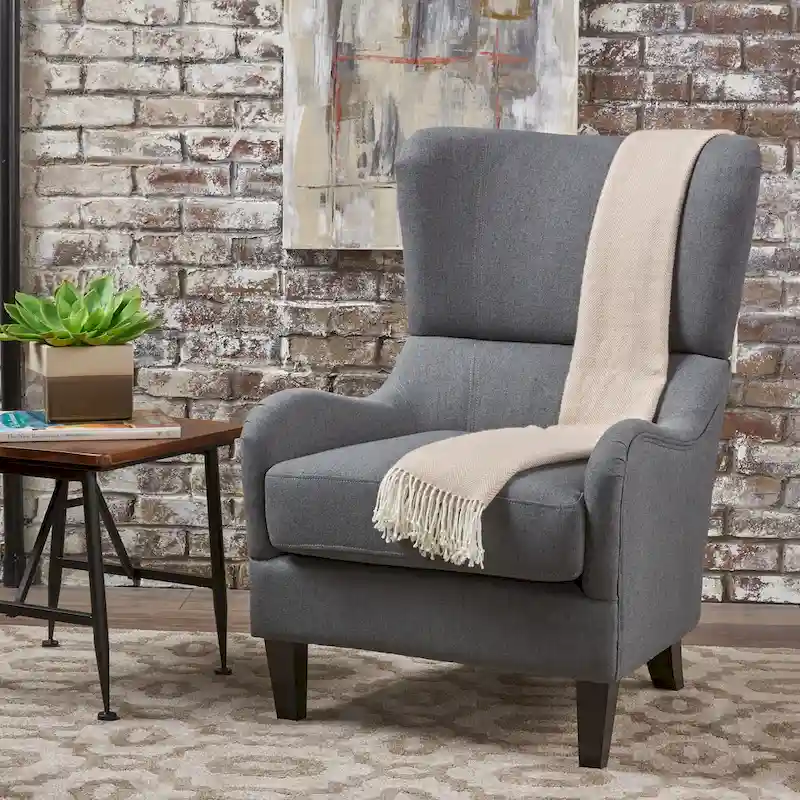 27 High Back Accent Chair with Wing Back and Birch Legs