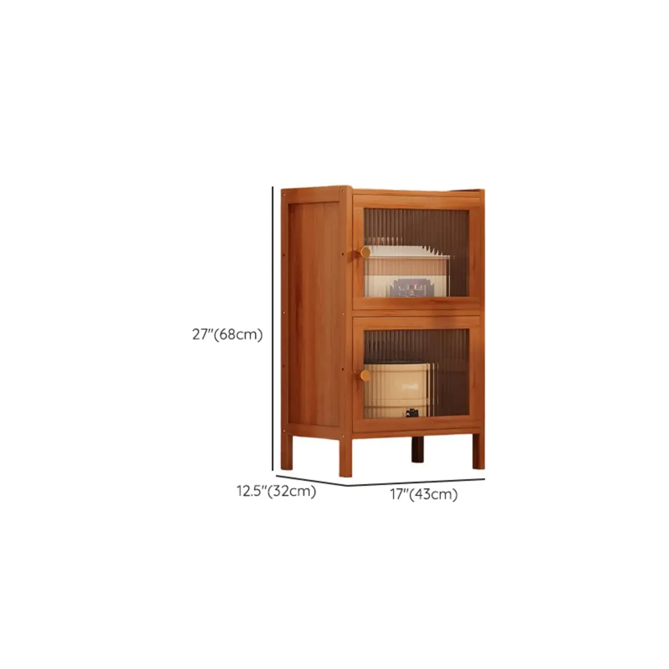 Modern Narrow Bamboo Buffet with Wooden Countertop