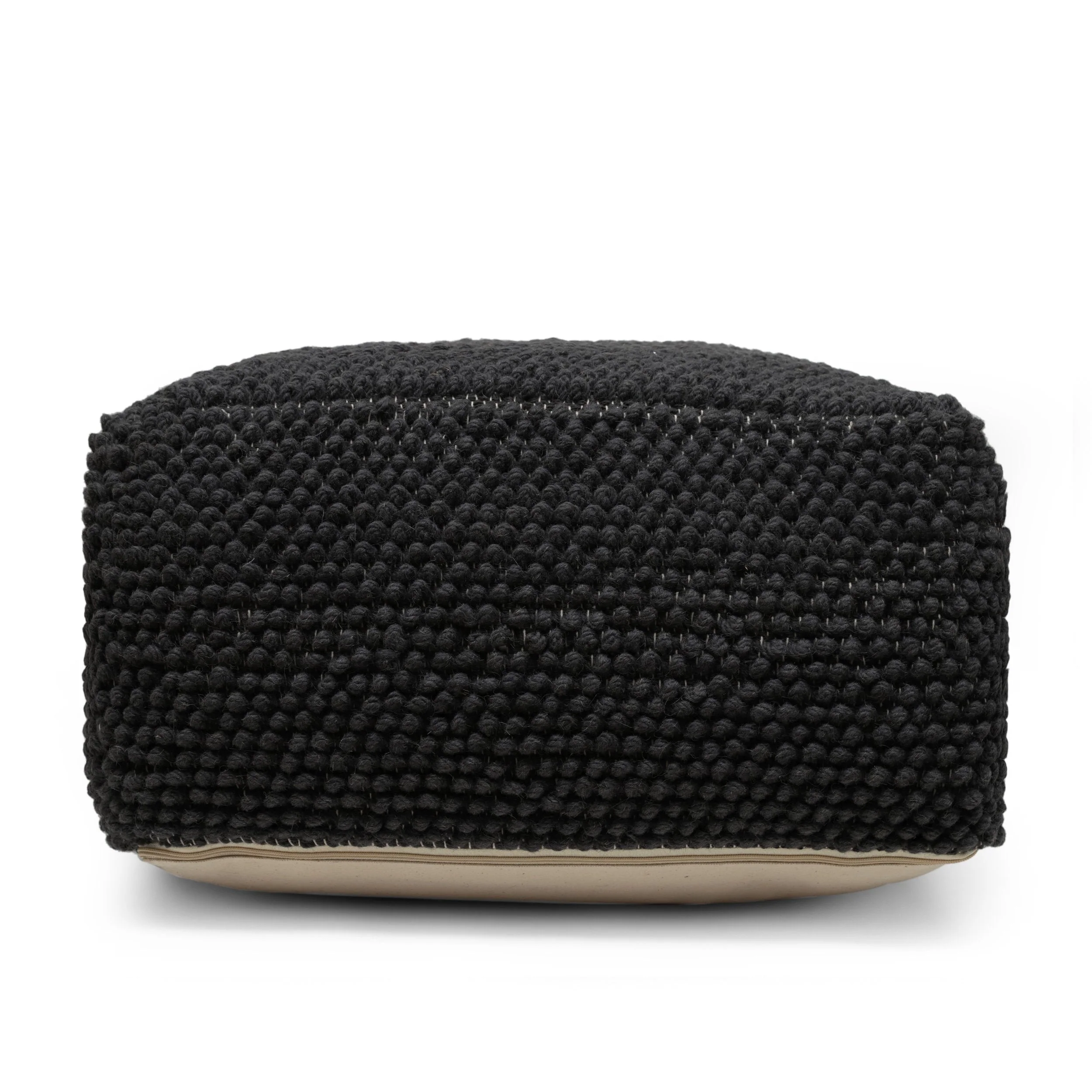 Boho Handcrafted Tufted Fabric Square Pouf - NH802513