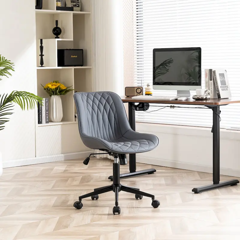 Armless Home Office Desk Chairs with Wheels Rolling Task Chair