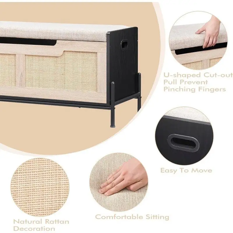 Storage Bench Rattan Storage Chest,for Entryway, Living RoomBedroom