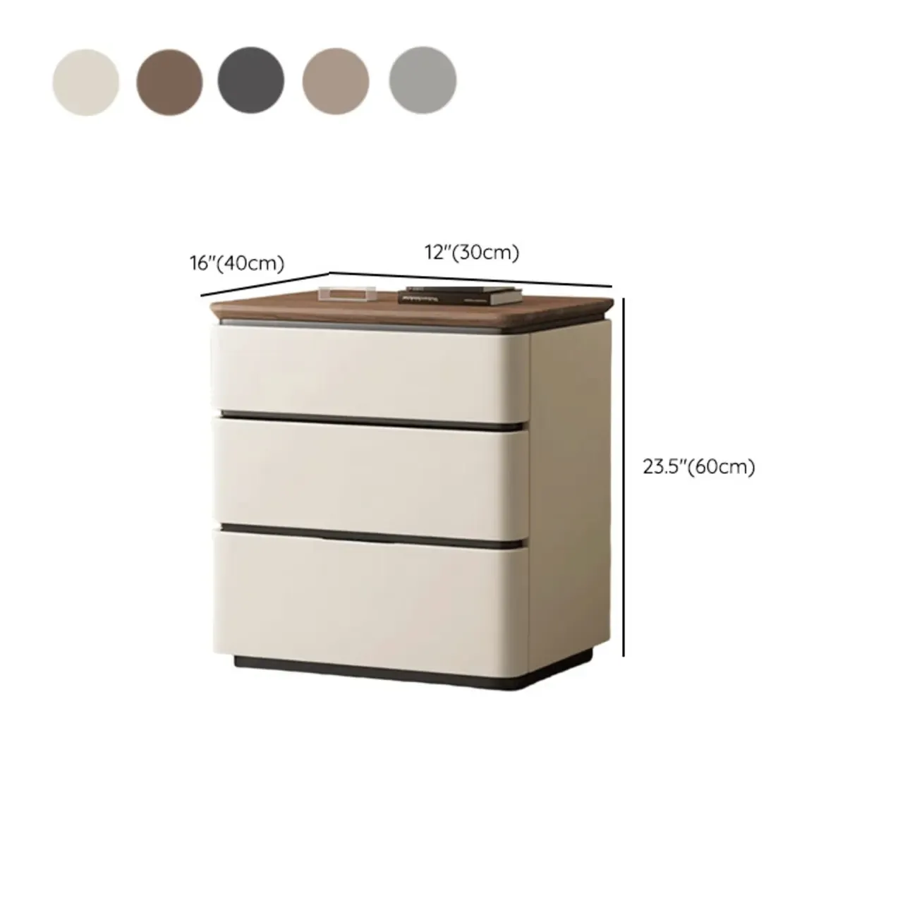 Elegant Modern Wood Three-Drawer Nightstand