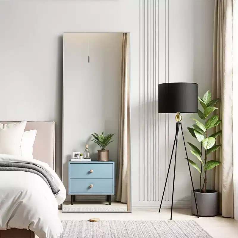 PexFix 21 in. W x 64 in. H Rectangular Metal Framed Full Length Wall Mirror Free Standing Mirror in Silver