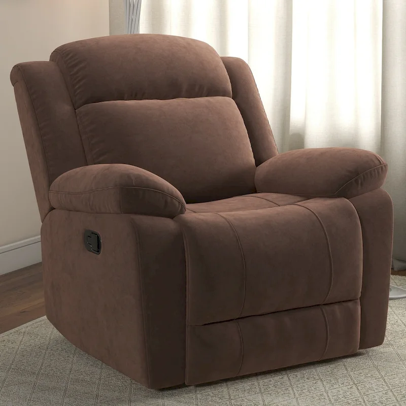 Manual Recliner Chair with Overstuffed Arm and Back