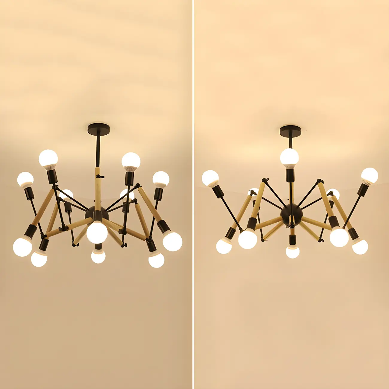 Modern Multi-Light Metal Adjustable Downrod Sputnik Chandelier