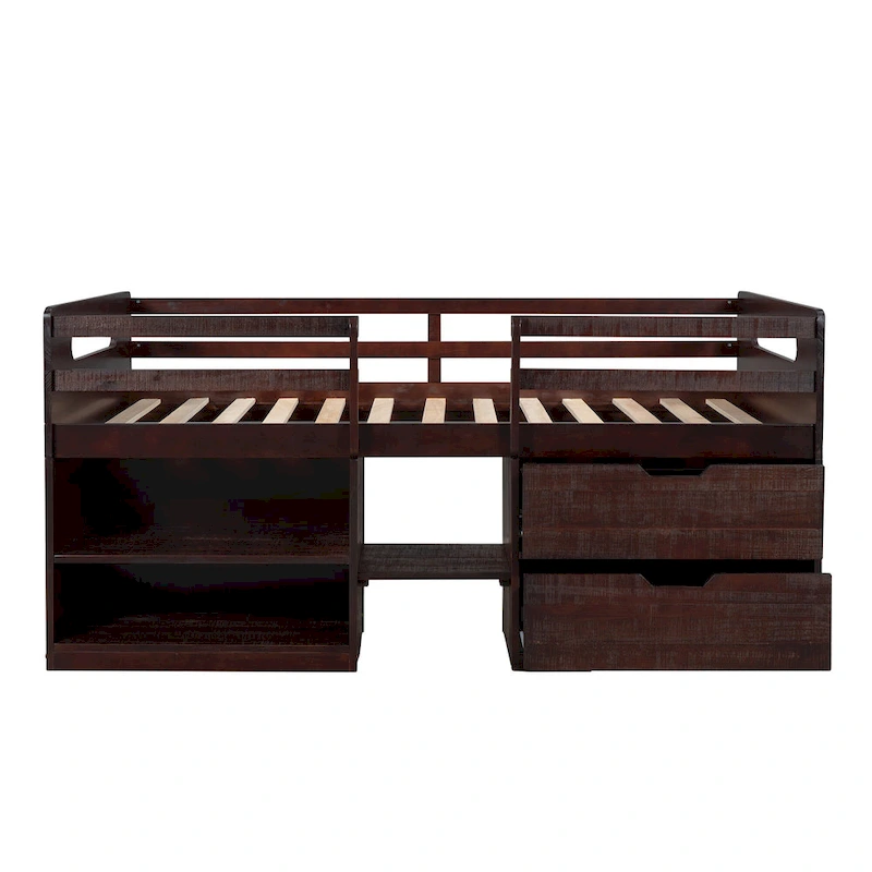 Twin Loft Bed with Shelves and drawers