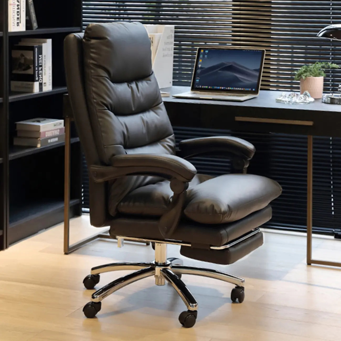 Upholstered Leather Recliner Adjustable Office Chair