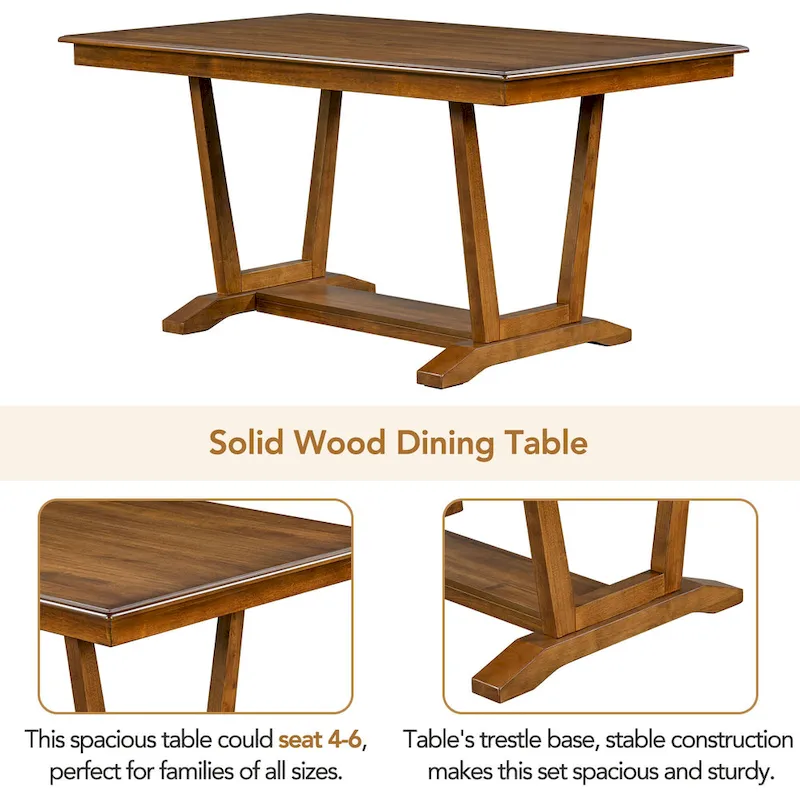 5-Piece Wooden Dining Table Set with 59  Rectangular Table & 4 Chairs