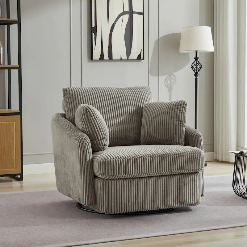 40.6 W Upholstered Swivel Accent Sofa Chair With Pillows