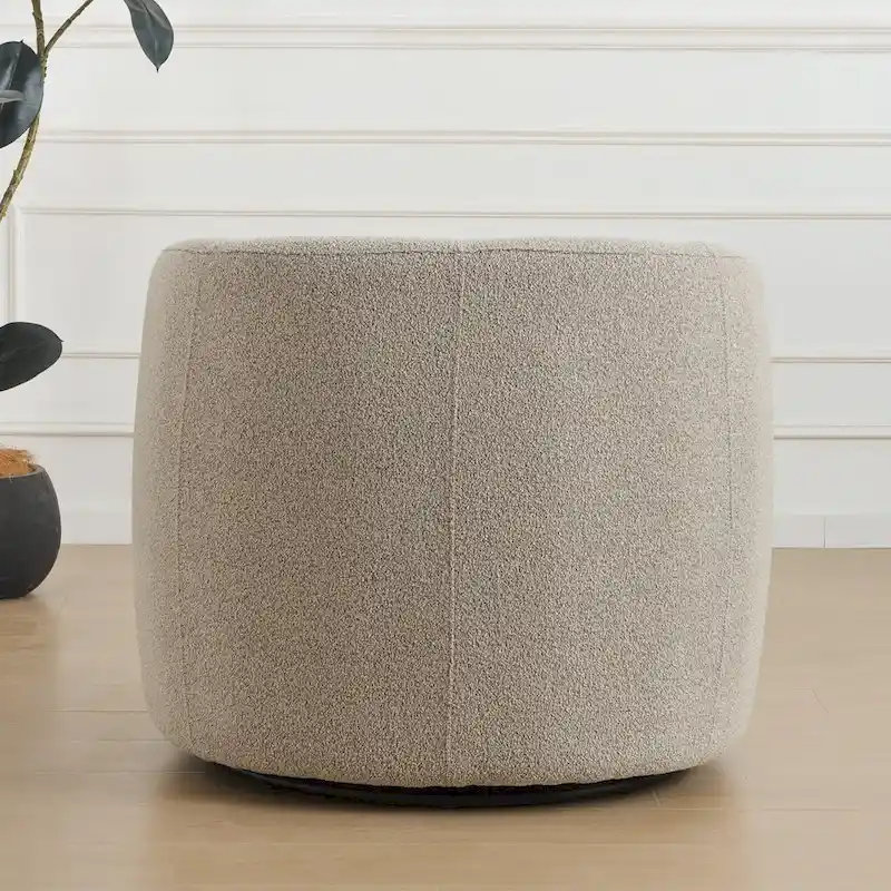 KINWELL 34 Poly Blend Boucle Fabric Upholstered Swivel Armchair