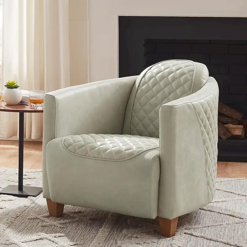 Art Leon IndustrIal Retro Top Grain Leather & Aluminum Accent Chair