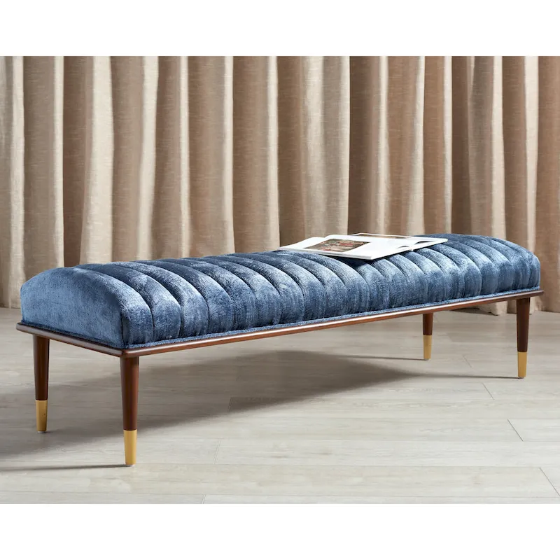 SAFAVIEH Couture Felicienne Mid-Century Bench - 63 W x 20 D x 18 H - 63Wx20Dx18H