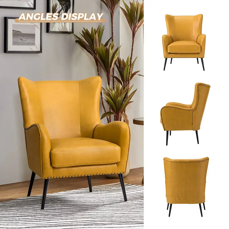 Invidiae Wooden Upholstered Armchair with Metal Legs