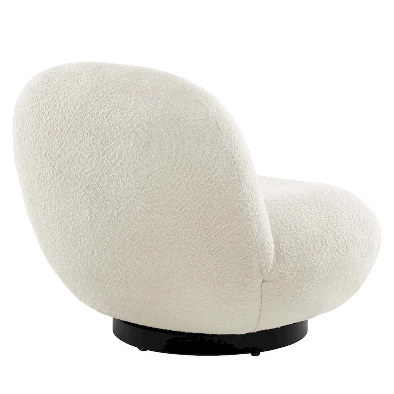 Boucle Upholstered Swivel Chair with Matte Black Base